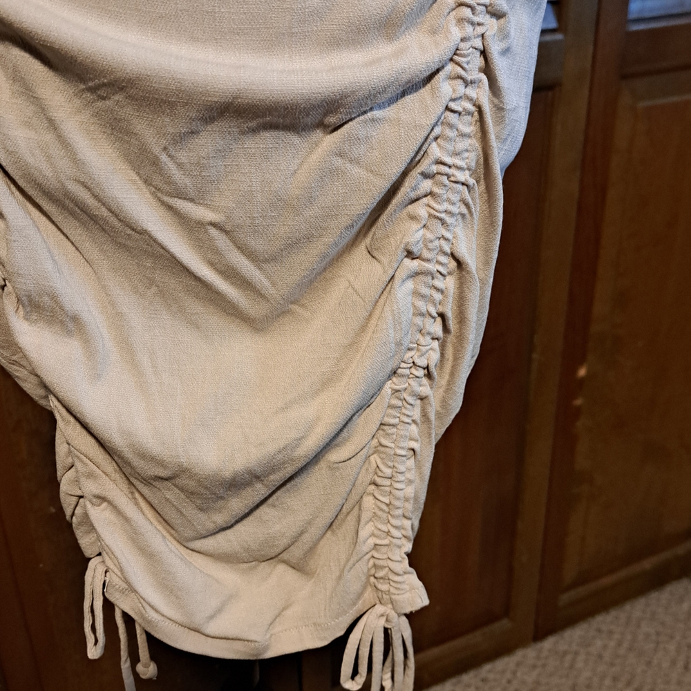 Wild Fable Beige Ruched Mini Dress - Picture 3 of 4